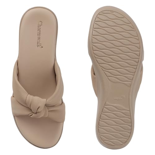 Image of Women's Wedge Slip-On Sandals with Knot Strap | Comfortable Casual Platform Slippers for Girls & Women