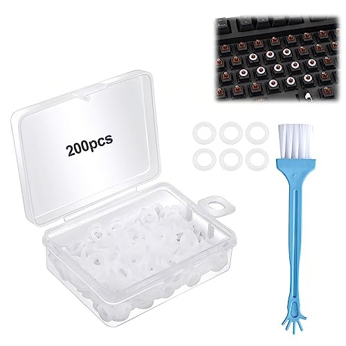 Joint Torique,200Pcs Anneaux en Caoutchouc Torique,Noise Dampener,O-Ring pour Clavier Mécanique à Switch,Brosse de Nettoyage pour Clavier de Commutateur Cerise MX et Clés de Clavier Mécanique