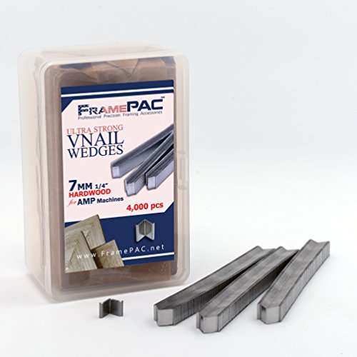 Image of V Nails for Picture Frames Hardwood (AMP) 7mm (1 /4 Inch) [4000 V-Nail Pack, Stacked] - (for use in Automatic V Nailer for Picture Framing, Automatic V Nailer for Picture Frames)