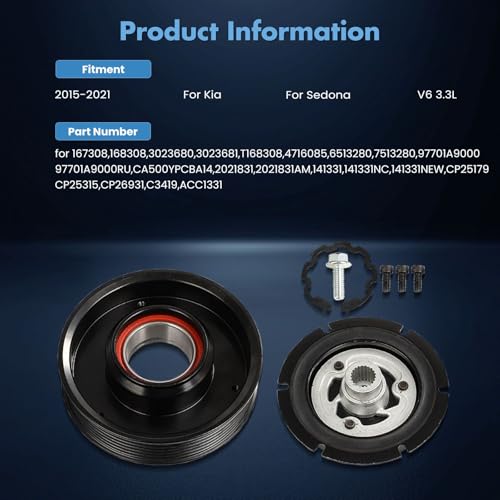 Image of ECCPP AC Compressor Clutch Kit for Kia Sedona V6 3.3L 2015-2021