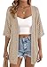 PRETTYGARDEN Women's Lightweight Summer Cardigans 2026 Short Sleeve Knit Crochet Coverups Spring Boho Beach Vacation Clothes (Light Khaki,Large)