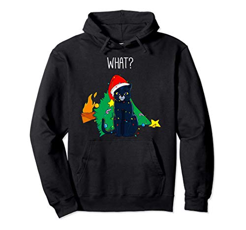 Comment? Drôle Noir Chat Arbre De Noël Parti Hommes Femmes Sweat à Capuche Cover
