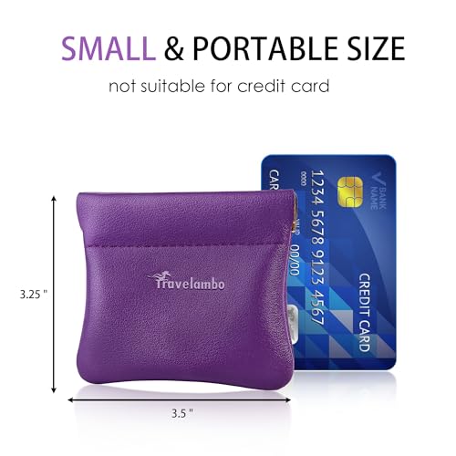 Image of Travelambo Leather Squeeze Coin Purse Pouch Change Holder for Men & Women