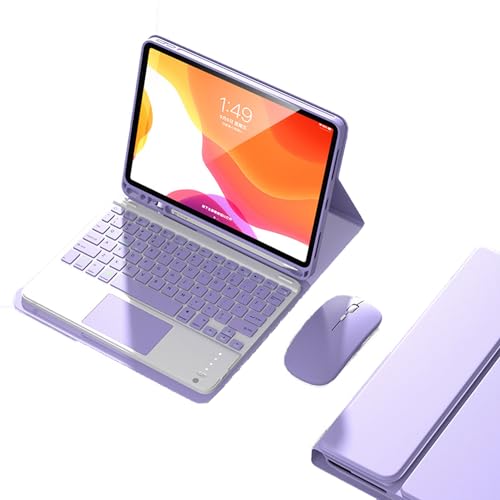 EHLCYS Funda con Teclado Táctil para Samsung Galaxy Tab A7 De 10,4 Pulgadas 2020 Modelo SM T500/T505/T507, Teclado Bluetooth Inalámbrico Desmontable, Cubierta Trasera TPU Suave Ultrafina,Púrpura