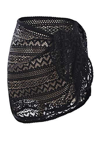 lime flare Women Sexy Hollow Out Sheer Beach Swim Skirt Pareo Canga Bikini Swimsuit Bottoms Cover up Sarong Wrap (one-size, Black Crochet Short) - Image 7