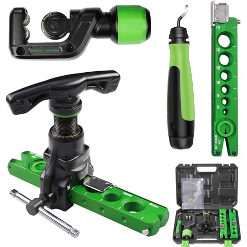MERWOF HVAC Flaring Tool Kit for 1/4'' - 3/4'' and 6-19mm Single Flare, 45&deg; Eccentric Type Manual...
