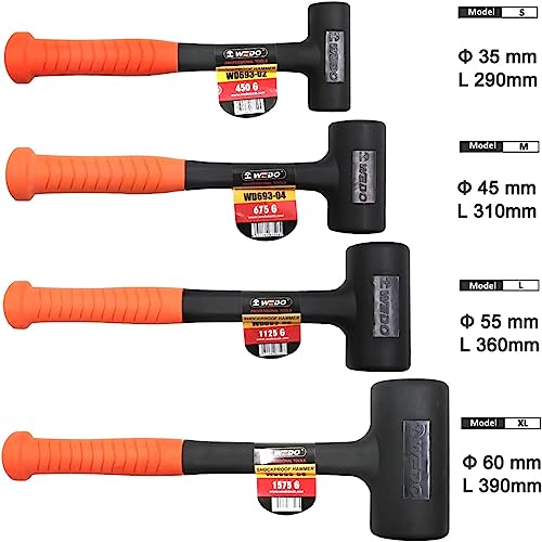 WEDO Marteau maillet en caoutchouc avec manche en fibre de verre, marteau à frapper mort, épaisseur maximale de 16 mm, longueur 310 mm – Image 3