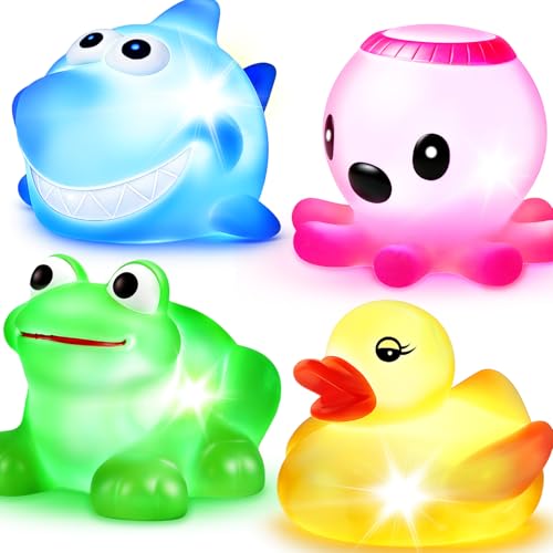 4 Pack Bath Toys for Toddlers, Light Up...