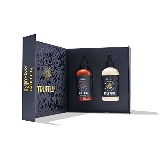 TRUFFLIN Sriracha & Ranch VIP Set – Gourmet Truffle Hot Sauce with Aged Peppers & No Sugar Added, Creamy Ranch with Organic Black Truffle Oil & Aromatic Herbs, Gluten Free (2 Bottles – 8.5oz Each)
