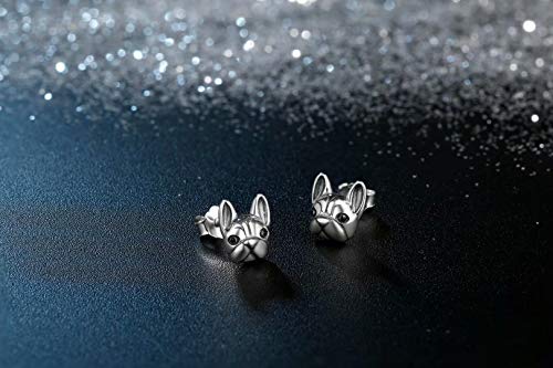Presentski Dog Earrings,French Bulldog Puppy Animal Stud Earrings 925 Sterling Silver Pug Earring Studs Hypoallergenic Jewelry for Women2