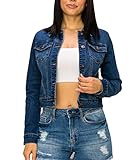 Creative Mimesis Women's Casual Long Sleeve Stone Washed Denim Jean Jacket S - 3XL (90243 Dark, Small)