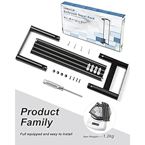 LIVEHITOP Bathroom Wall Towel Rack for Rolled Towels Stainless Steel Bath Towel Holder Mounted Folded Metal Towel Storage for Washcloths Black