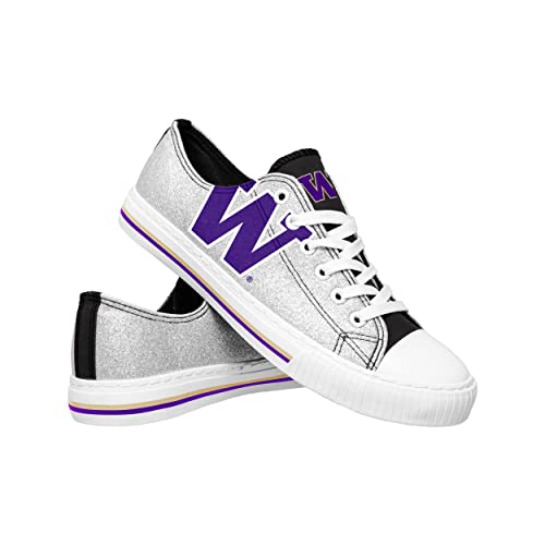 FOCO Washington Huskies NCAA Womens Glitter Low Top Canvas Shoe - Size 8