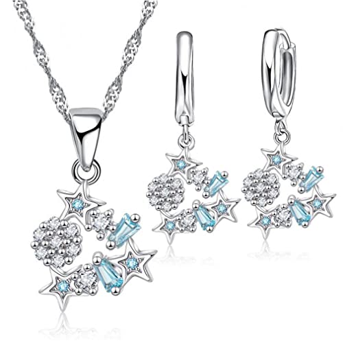 Ensembles de mariage s 925 anti-allergie avec colliers et boucles d'oreilles en cristal clair