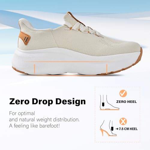 Image of JACKSHIBO Slip in Women Hands Free Shoes Wide Toe Box Arch Support Sneakers | Slip on, Plantar Fasciitis Orthopedic, Metatarsal Pads, Thick Cushion Zero Drop Sole, Walking Athletic Tennis Gym Workout