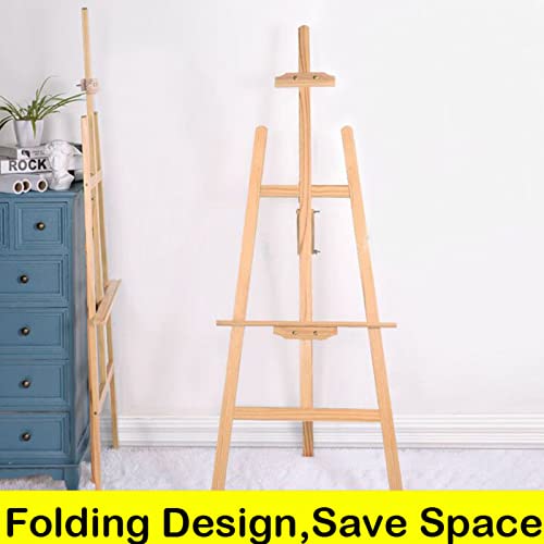 ZanGe 1.5M/59inch Studio Easel Wooden A-Frame Folding Pine Wood Artist Art Craft Adjustable Display Exhibition for Wedding Drawing Painting Holder- Easy to Assemble