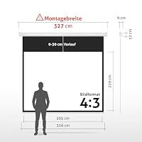 ESMART Professional MIMOTO Motorleinwand Gesamtbr. 327 cm, Tuch: Weiß | Bildfläche 305 × 229 cm, Format 4:3, weißes Tuch für Heimkino und Präsentationen, inklusive Fernbedienung – Ansicht 2