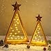 Weihnachtsdeko LED Weihnachtsbaum Holz mit Stern, 2 Stück Weihnachtsbaum Beleuchtet mit LED Lichterkette, Timer, Weihnachtsdeko Holz Baum Leuchtende für Tischdeko Weihnachten Deko Innen