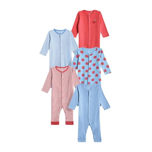 Image of Mothercare Sleepsuit Sleeveless Cotton Apple Print Pack of 5 Multicolour