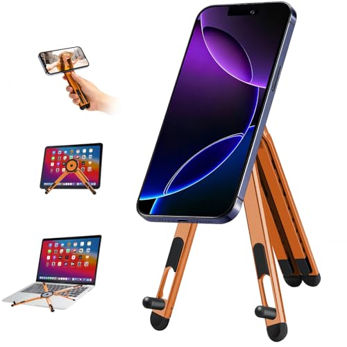 Image of 3-in-1 Portable Laptop Stand with Magnetic Phone Holder, Orange