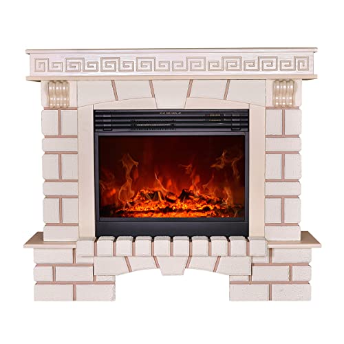 Kaminlicht Nazarii Cheminée électrique sur pied avec chauffage, effet flamme LED réaliste | Feu artificiel avec radiateur chauffant commutable, thermostat Cover