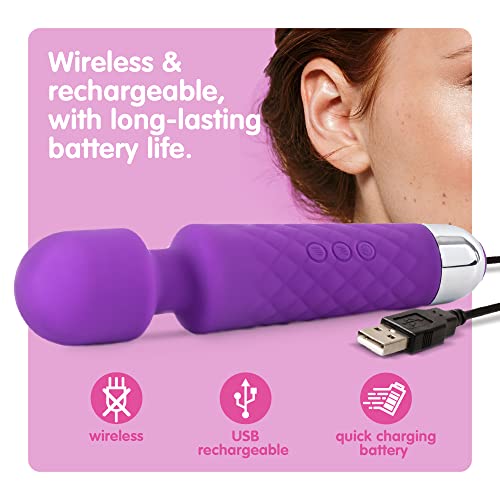 Oliver James Vibrator - oplaadbare persoonlijke personal massager, draadloos met 20 vibratiepatronen en 8 snelheden - inclusief reistasje - Geweldig om te gebruiken na het sporten (paars) - Afbeelding 6