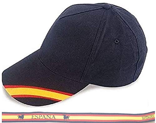 crisandecor Gorra Azul Bandera de España y Regalo Pulsera Tela Bandera Española
