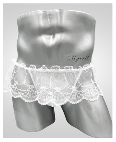 Men's Sexy Lace Frilly Thongs for Crossdressers Sissy Skirted Panties For Men Gay Lingerie2