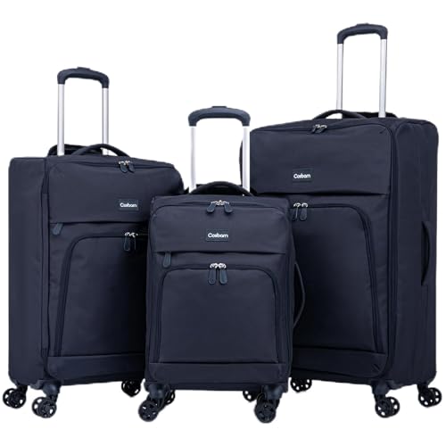 3 Piece Softside Luggage Sets – Lightweight Durable Suitcase with 360° Silent Spinner Wheels & Retractable Handle, Softshell Carry On for Business/Family Travel (20in/24in/28in)