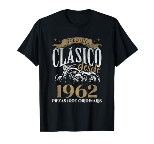 Nacido en 1962 - 62 Años Cumpleaños Moto Biker Hombre Motero Camiseta