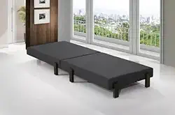 Cama Dobrável Portátil Camping Solteiro Colchão Embutido Pés em Madeira 188x88 - AV (CINZA)