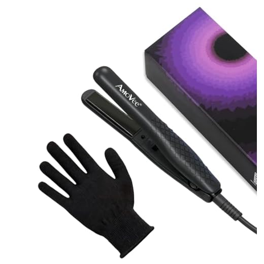 AmoVee Mini Flat Iron Smart Ceramic Tourmaline Hair Straightener Negative Ionic Technology for Travel, Black