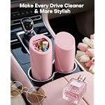 HOTOR Car Trash Can, Pink Car Garbage Can with Lid, Bonus Bags, L(2 Pack) - Image 2