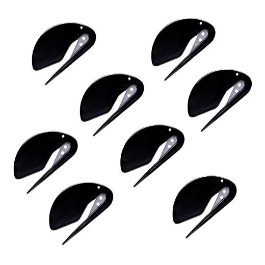Letter Opener Plastic Razor Blade Paper Knife/Envelope Slitter Set in Sharp Black, 8 Pack