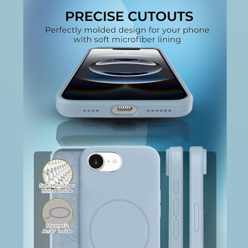 Image of iPhone 16e Silicone Magsafe Case | Shock Proof Design & Camera Protection | Premium Rubberised Apple iPhone 16e Cover (Microfiber Lining) | Magnetic Liquid Silicone - Sky Blue