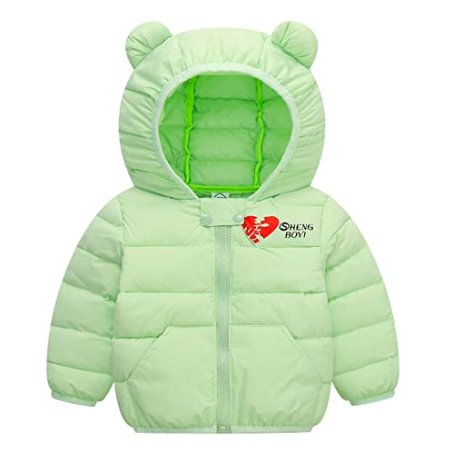 Thin Jackets for Boys Girls Winter Windproof Warm Love Print Coats Bear Ears Hooded Padded Jacket Outwear Boys