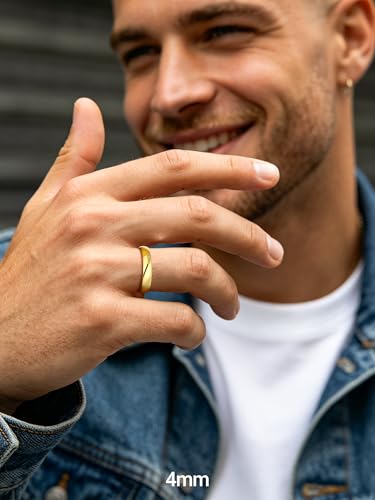 PROSTEEL Bague Unisexe Plaqué Or Taille 62 Alliance Anneau 4mm pour Homme Femme – vue 3