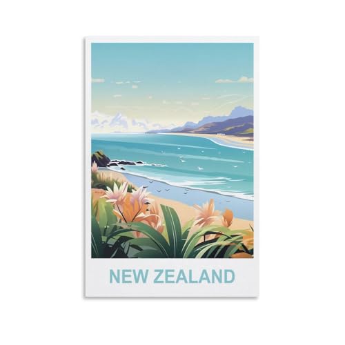 Puzzle 1000 pièces, Affiches de Nouvelle-Zélande, Puzzle en Bois 1000 pièces, Jouet éducatif pour Adultes et Enfants, Jeu de décompression Familial 52 x 38 cm