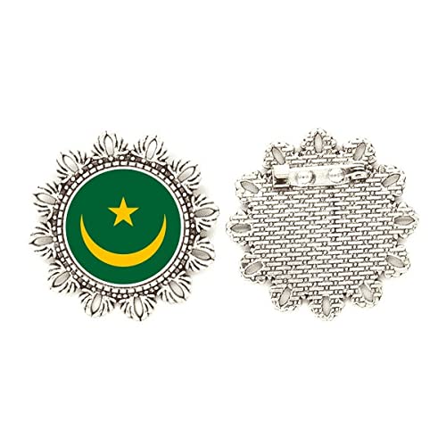 Broche de plata de Mauritania mediano para lucir el emblema nacional con orgullo