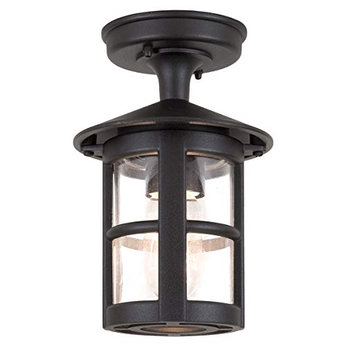 Image of Loops Outdoor IP43-1 Bulb Semi - Flush Light - Black - LED E27 100W Bulb - Outside - External - Exterior