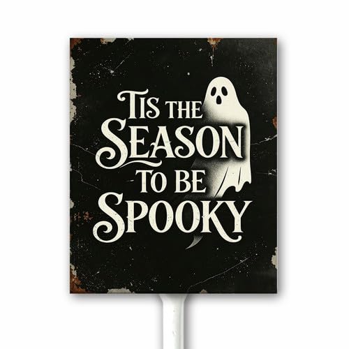 Halloween Garden Sign Tis The Season To Be Spooky Yard Decor With Stake 12x15 CM Halloween Party Lawn Patio Home Outside Decoration