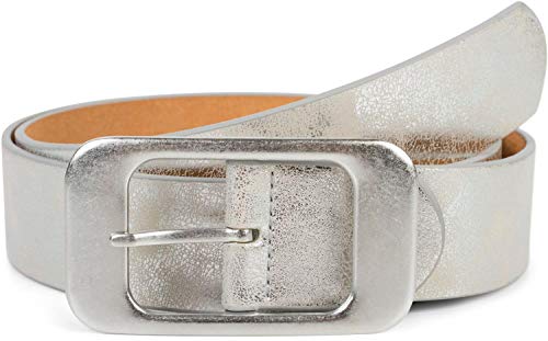 styleBREAKER ceinture unisexe unie avec grande boucle rectangulaire, longueur ajustable 03010100, taille:90cm, couleur:Argent antique