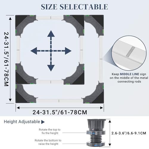 W B D WEIBIDA Soporte Mejorado para Lavadora y Secadora con 10 pies y 4 ruedas, Ancho Ajustable de 61 a 78cm, Antideslizante, Amortiguador, Base de Tamaño Completo para Secadoras y Neveras Grandes - imagen 5