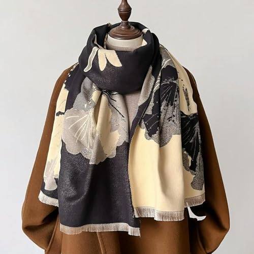 NYSDM Women Winter Scarf Thick Warm Cashmere Wraps Female Elegant Floral Scarves Pashmina Shawl Blanket Travel Poncho Stoles