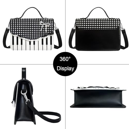 Image of Sunwel Fashion Cute Piano Purse Shoulder Crossbody Bag with Polda-dot Checkered