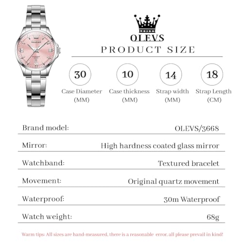 Image of OLEVS Watches for Women Luxury Elegant Stainless Steel Waterproof Luminous Diamond Women's Fashion Watch Ladies Watches for Small Wrists