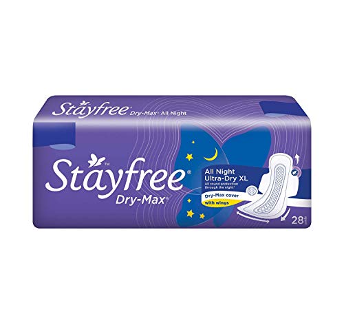Image of Stayfree Dry Max All Night Sanitary Napkins for women, 28 Pieces