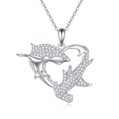 Collier Requin Argent Pendentif Coeur Vadmans, Idée Cadeau Bijoux Femme
