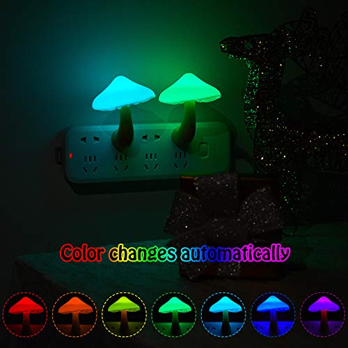 Mudder 2 Pack Sensor Led Mushroom Night Light Plug In Smart Lamp Mini Mushroom Night Lights Led Night Lamp Color Changing For Adults Kids (7-Color Discoloration) #TOP2
