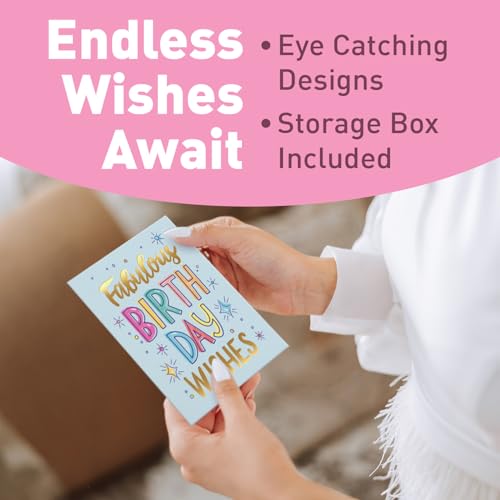 Image of S&O Box of Happy Birthday Cards with Envelopes - 100 Unique Memorable Birthday Cards with Envelopes - Colorful Important Day Notes Bulk for Office & Home - Assorted Occasion Greetings - 4x5.5 inch